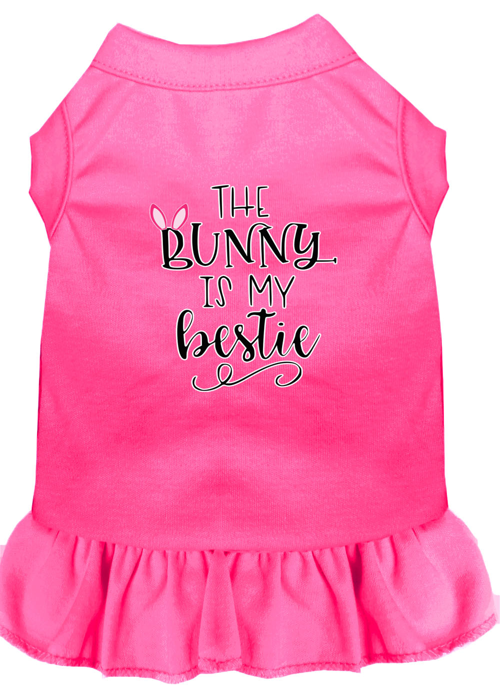 Bunny is my Bestie Screen Print Dog Dress Bright Pink Med